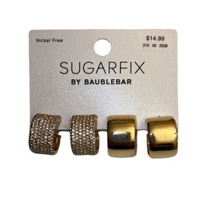 SUGARFIX by BaubleBar Crystal Hoop Earring Set 2pc - Gold